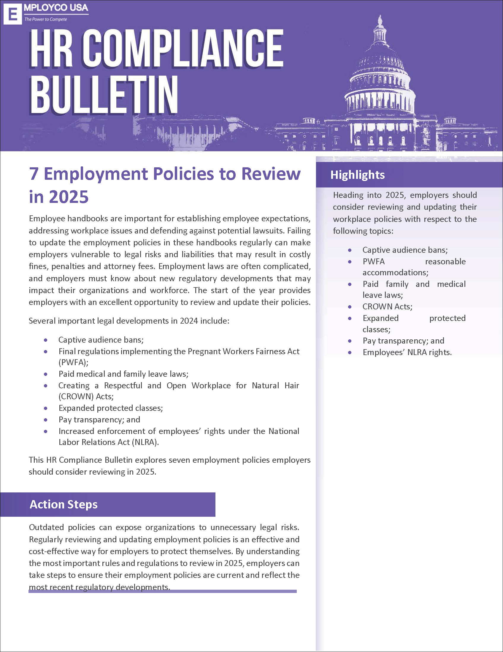 HR Compliance Bulletin: 7 Employment Policies to Review in 2025