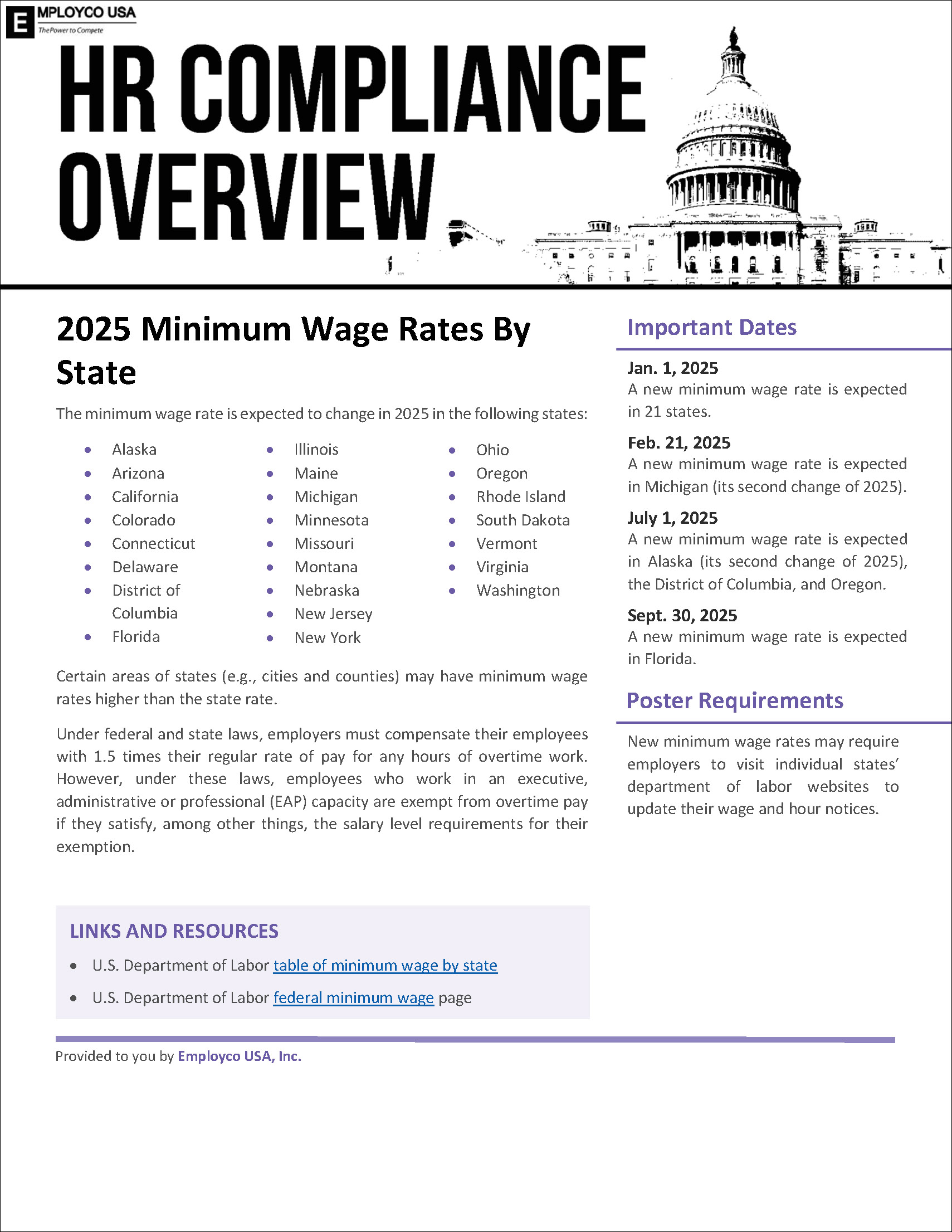 2025 Minimum Wage Rates By State