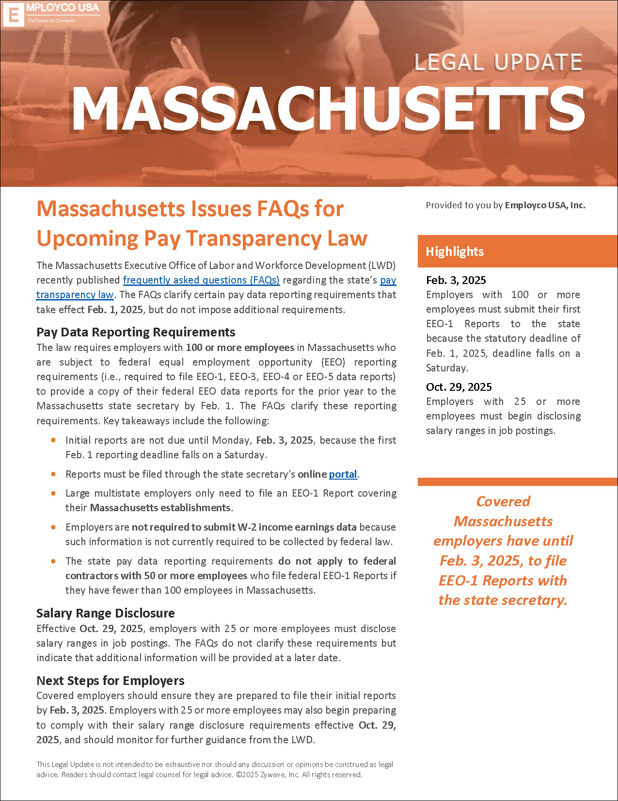 Massachusetts Legal Update