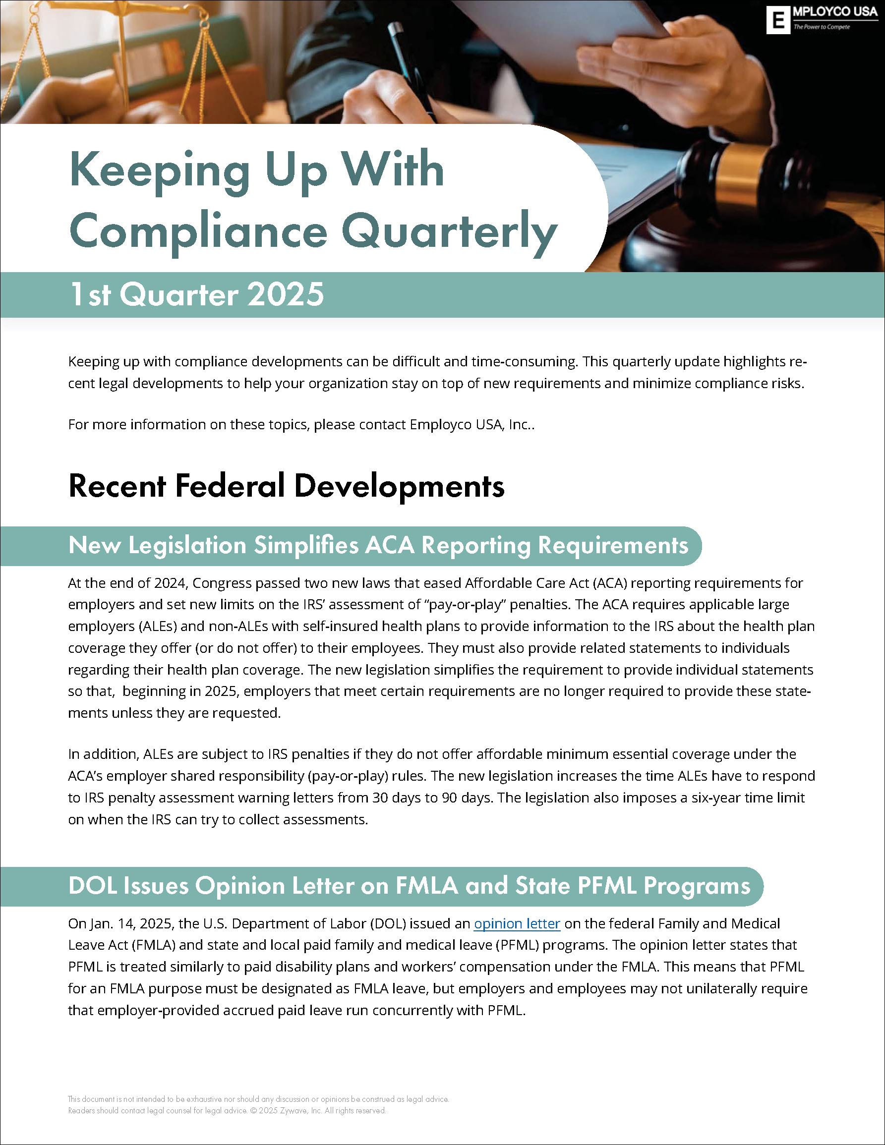 Keeping Up With Compliance Quarterly - 1st Quarter 2025