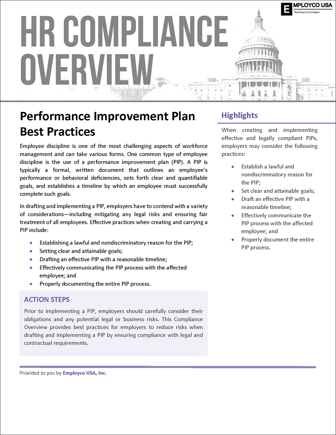 HR Compliance Overview – Performance Improvement Plan Best Practices