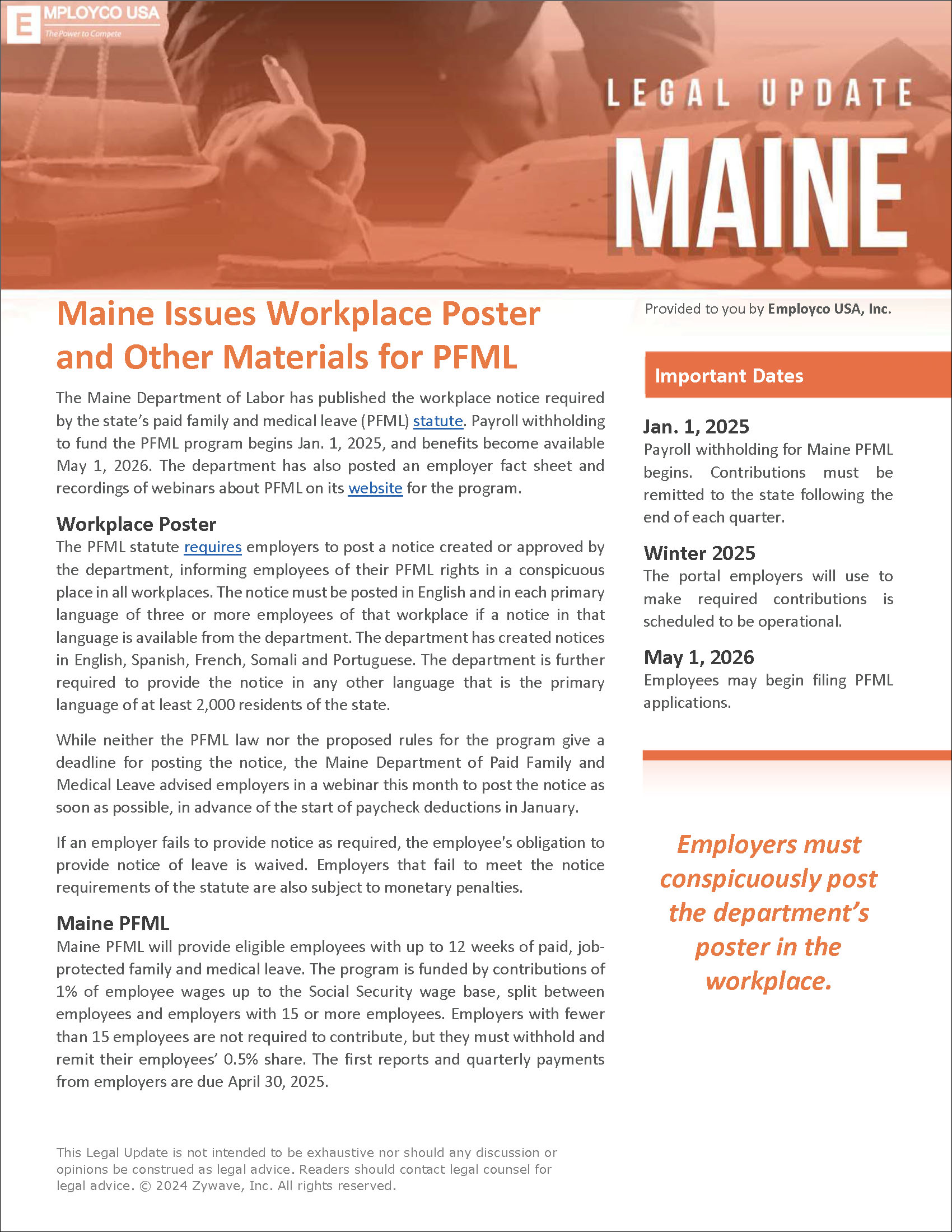 Maine Legal Update