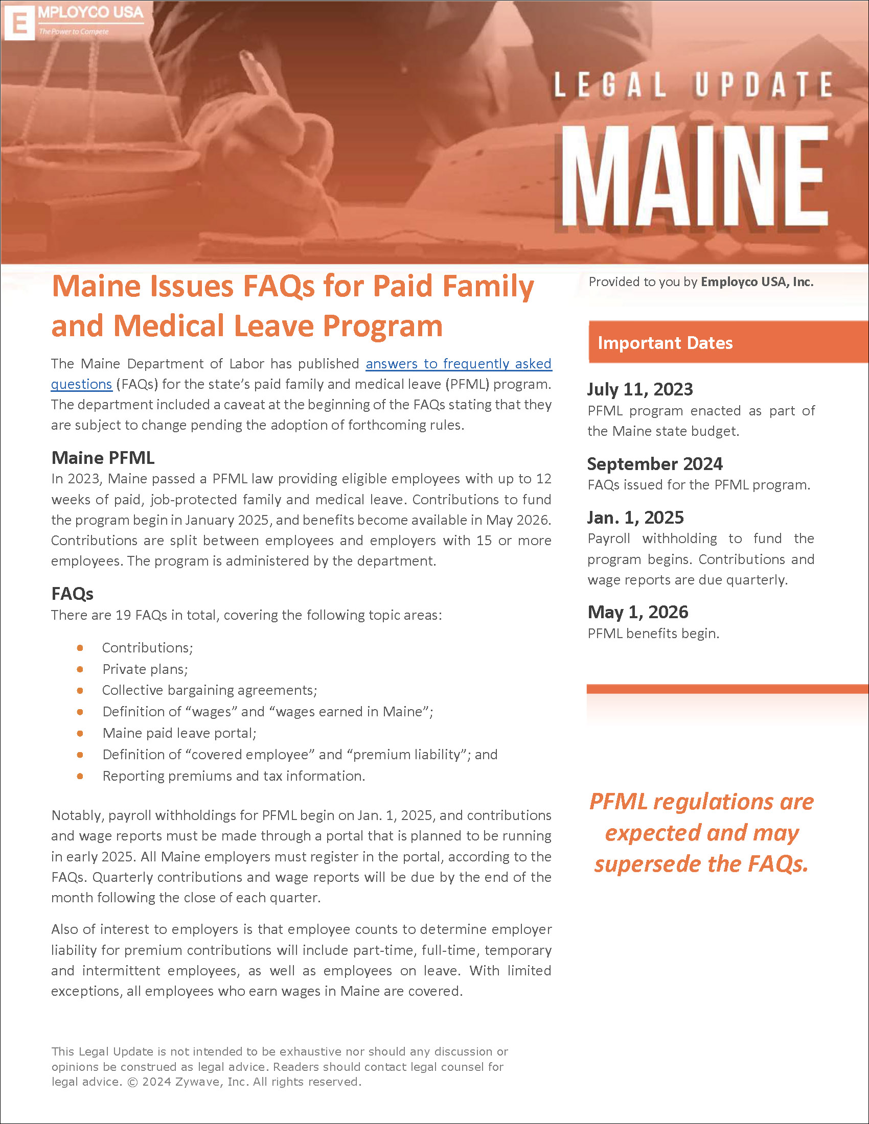 Maine Legal Update