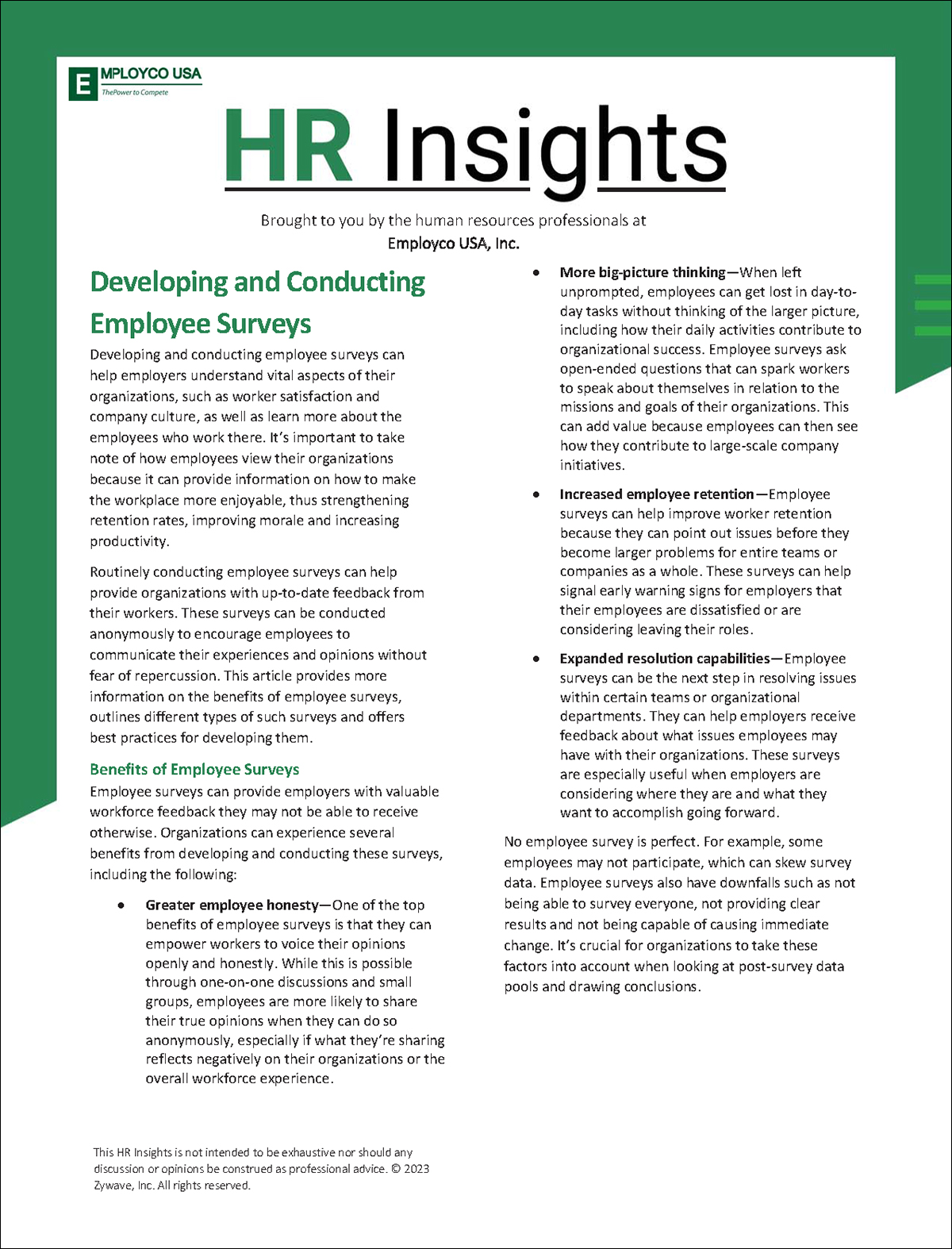 HR Insights: Developing and Conducting Employee Surveys